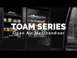 True TOAM-30GS-HC~TSL01 30" Vertical Air Curtain Merchandiser in Black, Self-Contained, 4 Shelves, Glass Sides, Lighted Sing Panel 2 image