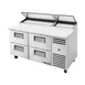 True TPP-AT-67D-4-HC~SPEC3 67" Refrigerated Pizza Prep Table w/ 4 Drawers, (9) 1/3 Pans 1 image
