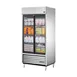 True TSD-33G-HC-LD 40" 2-Section Reach-In Refrigerator w/ 2 Glass Sliding Doors, Bottom Mount, Stainless Steel Front-Aluminum Sides 1 image
