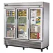 True TS-72FG-HC~FGD01 78" 3-Section Reach-In Freezer, 3 Glass Doors, Bottom Mount, 72 cu. ft., Stainless Steel 1 image