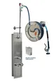 T&S Brass B-7132-U01WS7TC 50' Stainless Steel Open Hose Reel with Stainless Steel Recessed Cabinet with Bottom Inlets 1 image