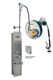 T&S Brass B-7132-U01WS8TC 50' Stainless Steel Open Hose Reel with Stainless Steel Surface Cabinet with Bottom Inlets 1 image