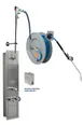 T&S Brass B-7242-U10WS7BC 50' Stainless Steel Open Hose Reel with Stainless Steel Recessed Cabinet with Bottom Inlets 1 image