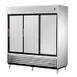 True TSD-69-HC 78" 3-Section Reach-In Refrigerator w/ 3 Sliding Solid Doors, Bottom Mount, Stainless Steel Front-Aluminum Sides 1 image