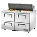 True TSSU-48-12D-4-HC 48" Two Section Sandwich / Salad Prep Table w/ 4 Drawers, 12 Pans 1 image