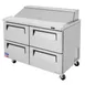 Turbo Air TST-48SD-D4-N 48" Two Section Sandwich / Salad Prep Table w/ 4 Drawers, 12 Pans 4 image