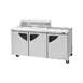 Turbo Air TST-72SD-12S-N-CL 72" Three Section Sandwich / Salad Prep Table w/ 3 Doors, 12 Pans 1 image