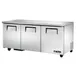 True TUC-72-HC 72" 3-Section Undercounter Refrigerator w/ 3 Solid Doors 1 image