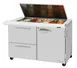 Turbo Air PST-48-18-D2R(L)-N-FL 48" 1-Door & 2-Drawer Mega Top Sandwich Prep Table, 18 Pans, Stainless Steel 1 image