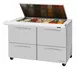 Turbo Air PST-48-18-D4-N-FL 48" Mega Top Sandwich/Salad Prep Table w/ 4 Drawers, 18 Pans, Stainless Steel 1 image