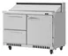 Turbo Air PST-48-D2R(L)-FB-N 48" 1-Door & 2-Drawer Sandwich and Salad Prep Table, Front Breathing, 12 Pans, Stainless Steel 1 image