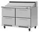 Turbo Air PST-48-D4-FB-N 48" 2-Section Sandwich and Salad Prep Table w/ 4 Drawers, 12 Pans 1 image