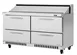 Turbo Air PST-60-D4-FB-N 60" 2-Section Sandwich/Salad Prep Table w/ 4 Drawers, 16 Pans, Stainless Steel 1 image
