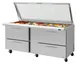Turbo Air PST-72-30-D4-N-GL 72" Mega Top Sandwich/Salad Prep Table w/ 4 Drawers, 30 Pans 1 image