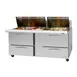 Turbo Air PST-72-30-D4-N-SL 72" Mega Top Sandwich/Salad Prep Table w/ 4 Drawers, 30 Pans 1 image