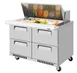 Turbo Air TST-48SD-18-D4-FB-N 48" 4-Drawer Mega Top Sandwich and Salad Prep Table, 18 Pans, Stainless Steel 1 image