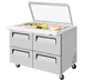 Turbo Air TST-48SD-18-D4-N-GL 48" 4-Drawer Mega Top Sandwich and Salad Prep Table, 18 Pans, Stainless Steel 1 image