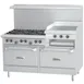 Garland US Range U60-6R24RR 60" Gas Restaurant Range w/ (6) Open Burners, 24" Raised Griddle/Broiler, (2) Standard Ovens, 301.000 BTU 1 image