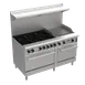 Venancio USA PRM60G-ST 60" Gas Restaurant Range w/ (6) Open Burners, 24" Griddle Right, (1) Standard Oven, (1) Space Saver Oven, 293.000 BTU 1 image