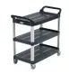 Vollrath 97007 Black 3-Shelf Multi-Purpose Plastic Utility Cart w/ 300 lbs. Capacity 1 image