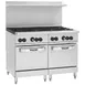 Vulcan 48R-8B 48" Gas Restaurant Range w/ (8) Open Burners, (1) Refrigerated / Freezer, (1) Cabinet Base, 240.000 BTU 1 image