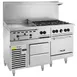 Vulcan 60RS-24GT6B 60" Gas Restaurant Range w/ (6) Open Burners, 24" Griddle Left w/ Thermostatic Controls, (1) Standard Oven, (1) Refrigerated / Freezer Base, 220.000 BTU  1 image