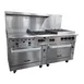 Vulcan 72SS-24G4B24CB 72" Gas Restaurant Range w/ (4) Open Burners, 24" Griddle Left, 24" Charbroiler Right, (2) Standard Ovens, 294.000 BTU 1 image