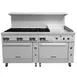 Vulcan 72SS-8B24GT 72" Gas Restaurant Range w/ (8) Open Burners, 24" Griddle Right w/ Thermostatic, (2) Standard Ovens, 350.000 BTU 2 image
