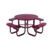 Wabash SG150P Round Outdoor Restaurant Table, 78.56 Dia., Steel, 29H, Umbrella Hole, 4 Bench Seats 1 image