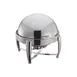 Winco 103B Virtuoso Series Stackable Round Chafer w/ 6 Qt. Capacity, Roll-Top Cover 1 image