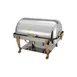 Winco 108A Vintage Series Full-Size Rectangular Chafer w/ 8 Qt. Capacity, Gold-Plated Handles 1 image