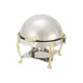 Winco 308A Vintage 6 Qt. Stainless Steel Round Chafer with Gold Accents 1 image