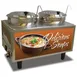 Winco 51072S 21" Countertop Electric Soup Station Warmer w/ (2) 7-Qt. Wells, Hinged Inset Lids 1 image
