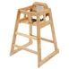 Winco CHH-101A Natural Finish Rubberwood High Chair, 20"H Seat, Buckle Strap, Stackable 2 image