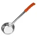 Winco FPSN-8 8 oz. One-Piece Solid Food Portioner, Orange Handle, Prime 1 image