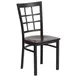 Flash Furniture XU-DG6Q3BWIN-WALW-GG Hercules Series Restaurant Chair, Metal Grid Back, Walnut Finish Wood Seat, Black Powder Coated Steel Frame 1 image
